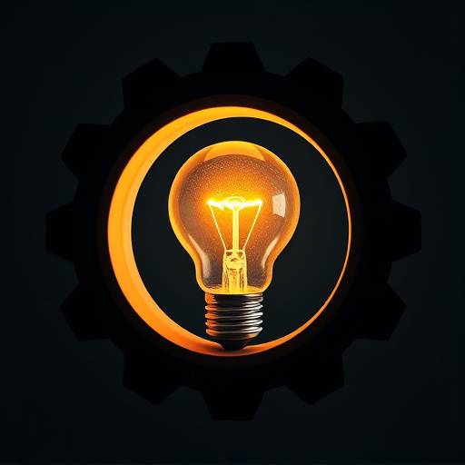 Branding icon: a lightbulb inside a gear, symbolizing creative brand solutions.
