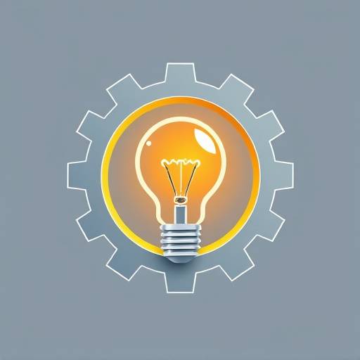 Branding icon representing a lightbulb inside a gear.