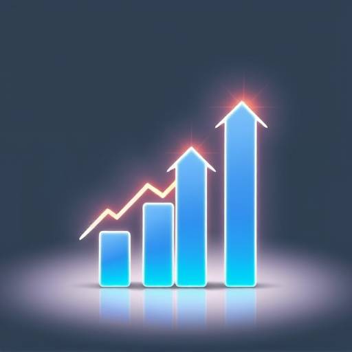 Digital marketing icon: a graph with upward trending arrows, symbolizing business growth through marketing.