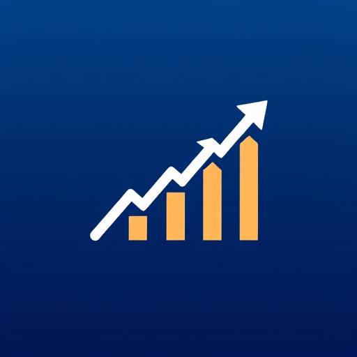 Digital marketing icon showing a graph with upward trending arrows.