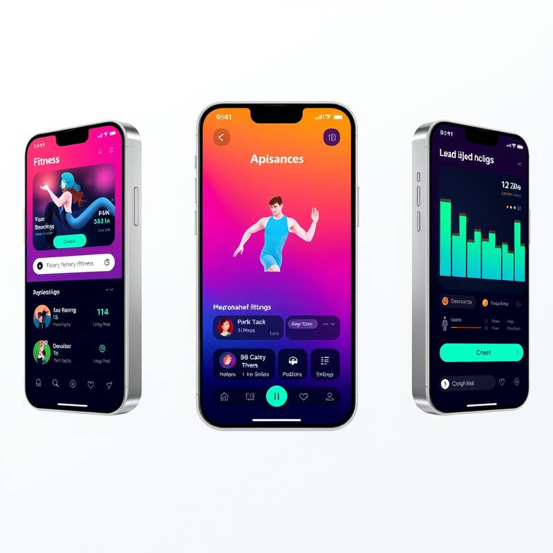 Mobile app design for a fitness tracking app, with an intuitive user interface and vibrant color scheme.