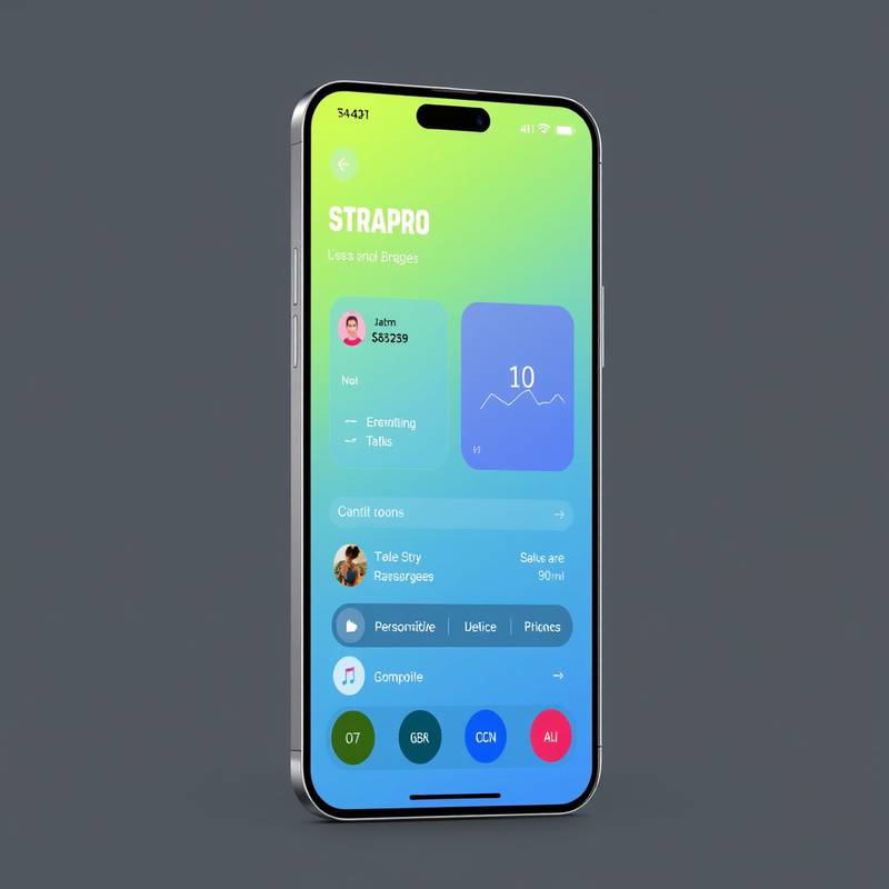 Mobile app design for 'FitTrack Pro', a fitness tracking app, featuring a clean and intuitive user interface, gamified challenges, and personalized workout plans.