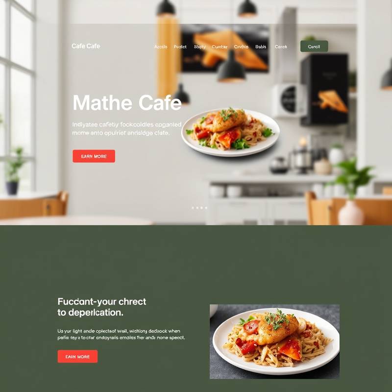 Website design for a modern cafe, featuring a clean and minimalist layout with appealing food photography.